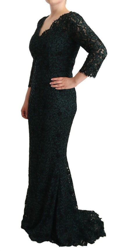  - Elegant Lace Floor-Length V-Neck Dress