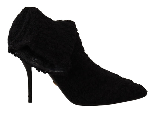  - Elegant Black Mid-Calf Viscose Boots