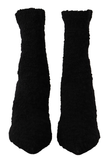  - Elegant Black Mid-Calf Viscose Boots