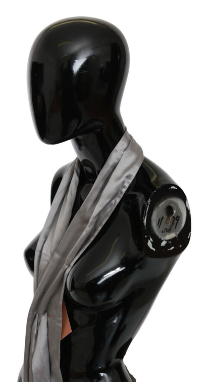  - Sleek Silver Silk Neck Scarf for Men