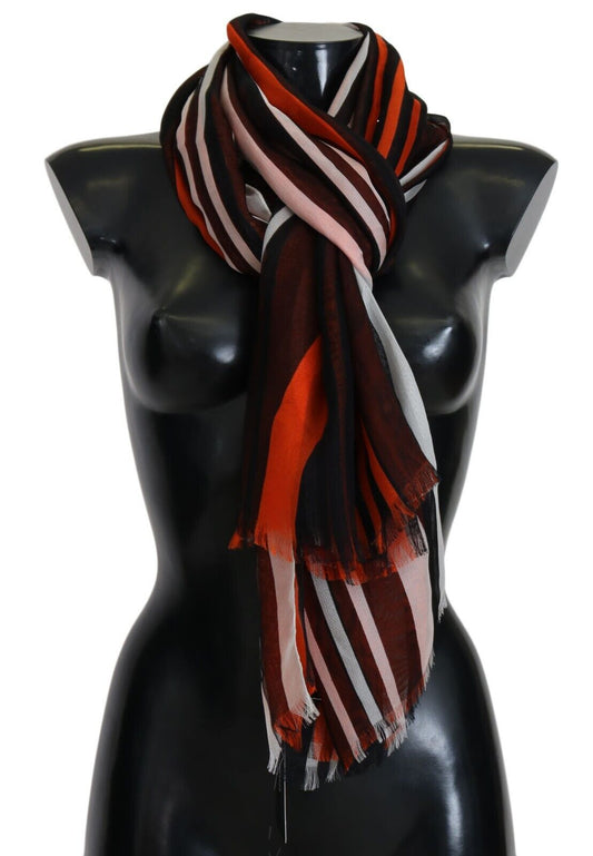  - Elegant Multicolor Silk Fringed Scarf