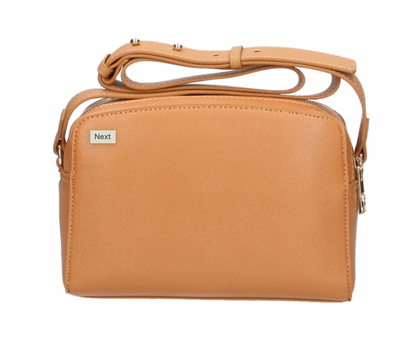  - Chic Camel-Toned Crossbody with Double Zip Closure