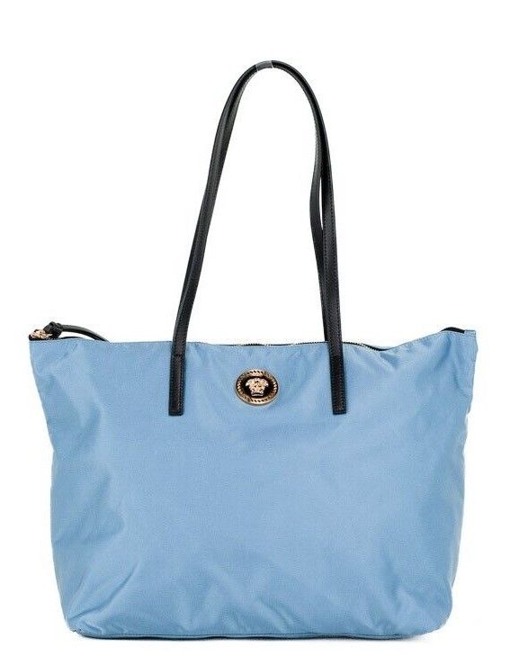  - Portuna Medusa Medium Cornflower Blue Nylon Leather Tote Bag Purse