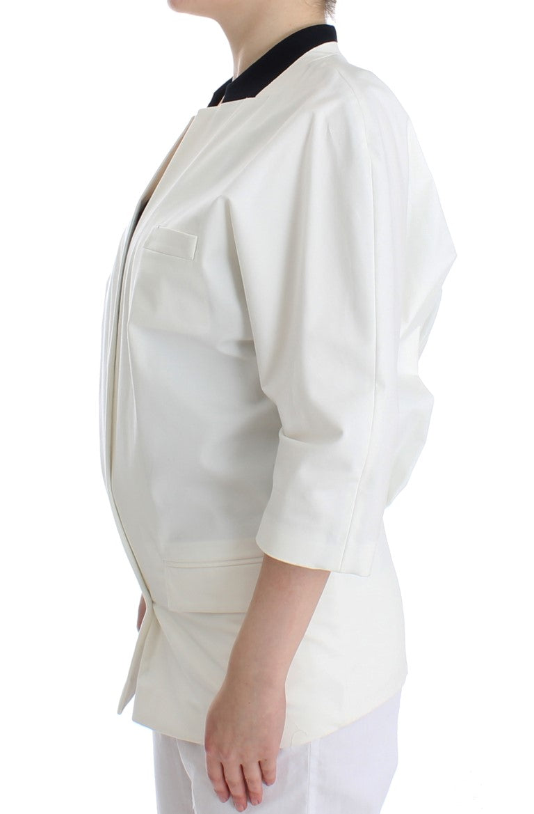  - Chic White Cotton Blend Blazer