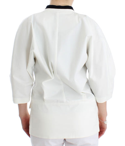  - Chic White Cotton Blend Blazer