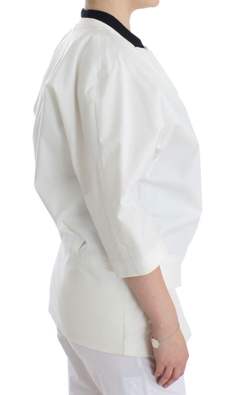  - Chic White Cotton Blend Blazer