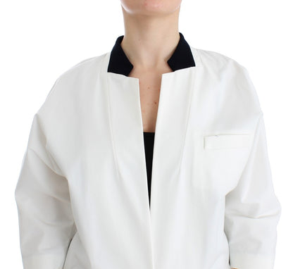  - Chic White Cotton Blend Blazer