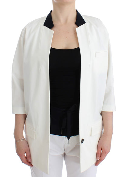  - Chic White Cotton Blend Blazer