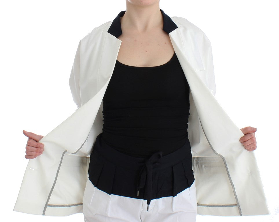  - Chic White Cotton Blend Blazer