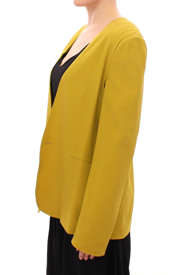  - Elegant Mustard Silk Blend Jacket