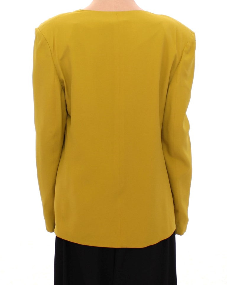  - Elegant Mustard Silk Blend Jacket