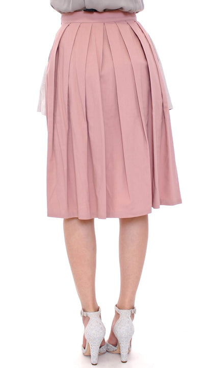  - Elegant Pleated Knee-length Skirt in Pink and Gray