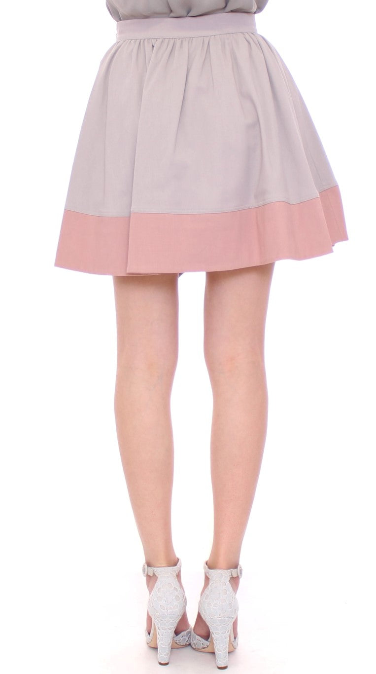  - Sleek Pleated Mini Skirt in Pink and Gray