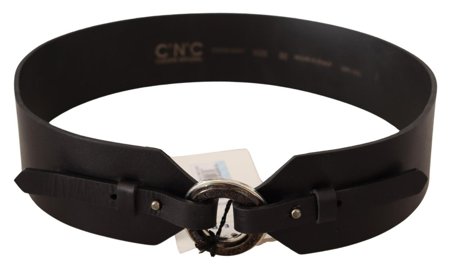  - Chic Leather Fashion Belt with Silver-Tone Buckle