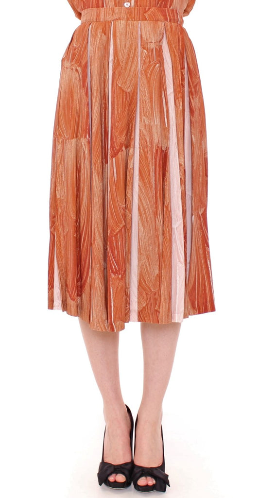  - Orange Brown Below-Knee Chic Skirt