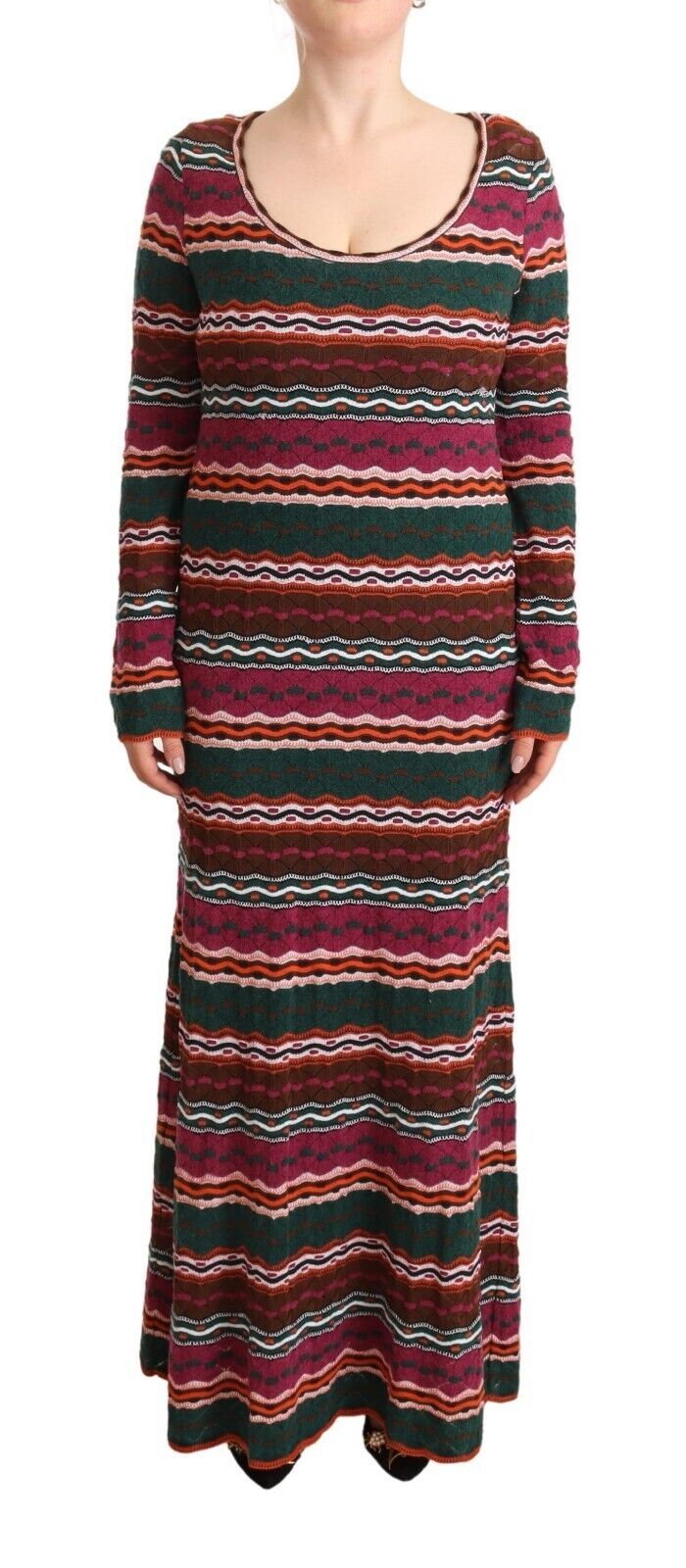  - Multicolor Striped Long Sleeve Sheath Dress