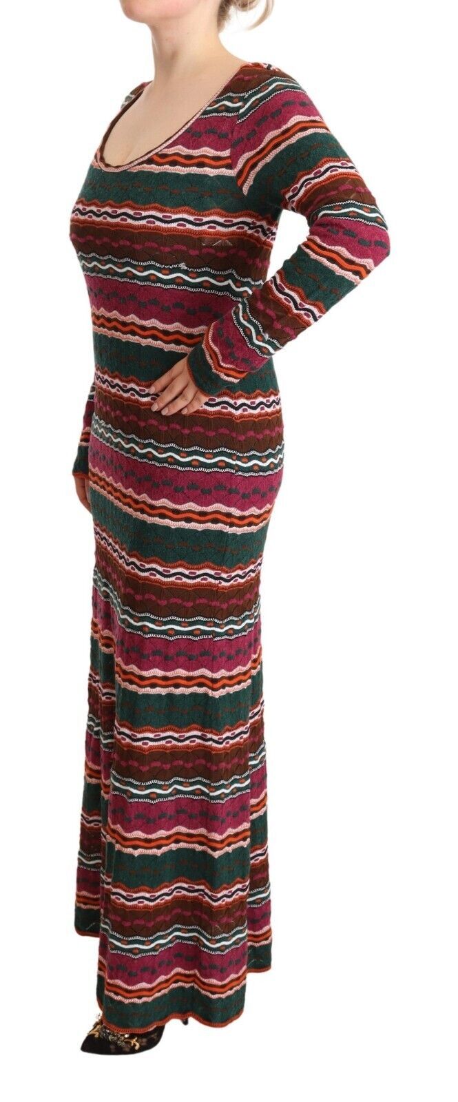  - Multicolor Striped Long Sleeve Sheath Dress