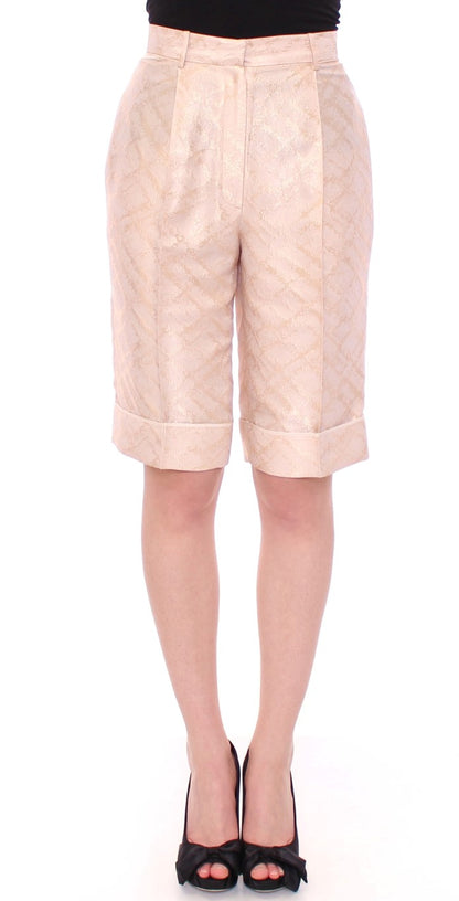  - Exclusive Beige Brocade Above Knee Shorts