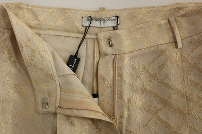  - Exclusive Beige Brocade Above Knee Shorts