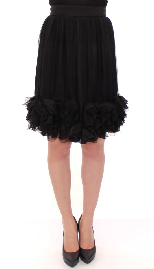  - Elegant Silk Black Skirt for Evenings