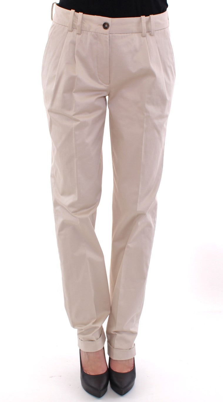  - Elegant Beige Regular Fit Cotton Pants