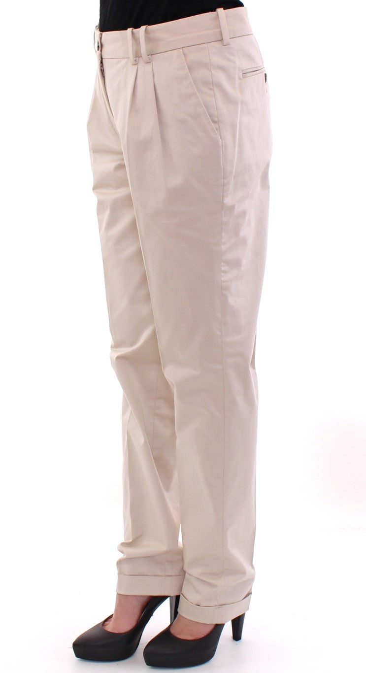  - Elegant Beige Regular Fit Cotton Pants