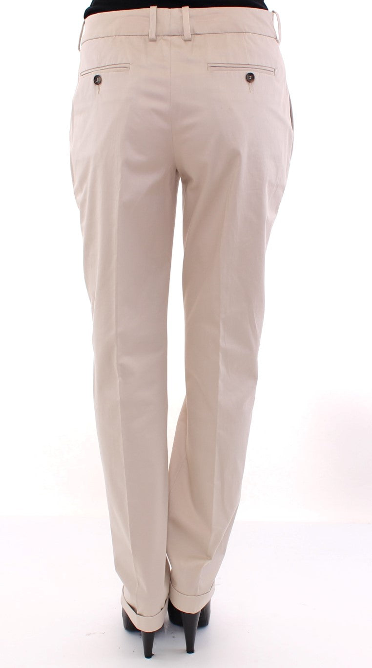  - Elegant Beige Regular Fit Cotton Pants