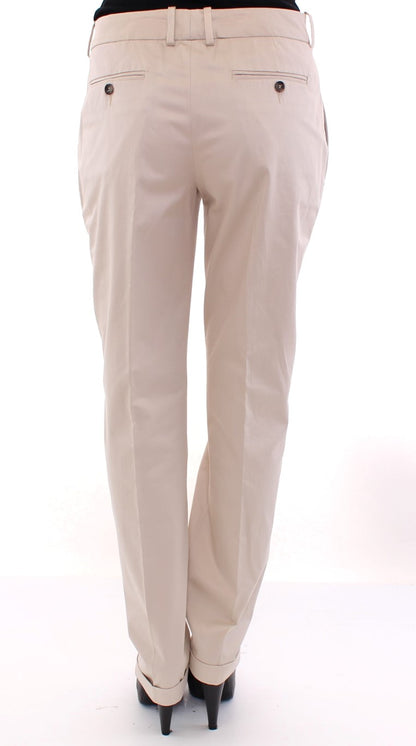  - Elegant Beige Regular Fit Cotton Pants