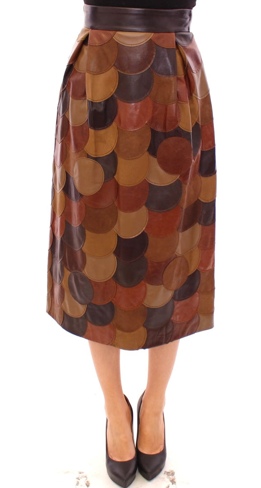  - Elegant Leather Patchwork Skirt