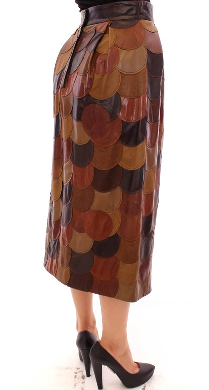  - Elegant Leather Patchwork Skirt