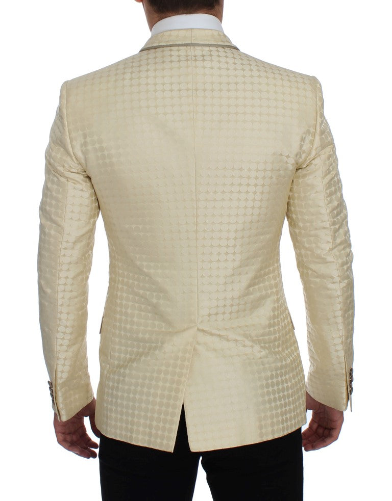  - Sophisticated Beige Polka Dotted Blazer & Vest