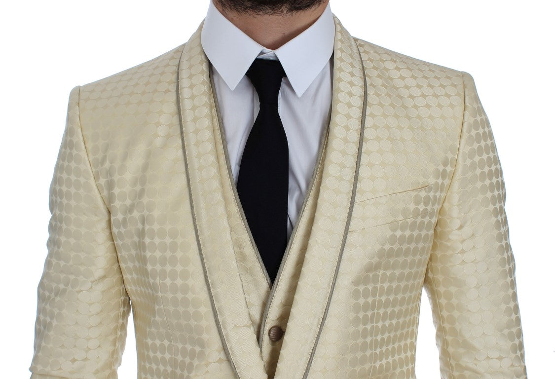  - Sophisticated Beige Polka Dotted Blazer & Vest