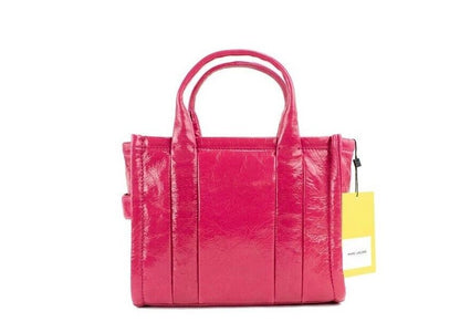  - The Shiny Crinkle Mini Tote Magenta Leather Crossbody Handbag Purse