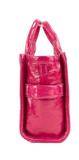  - The Shiny Crinkle Mini Tote Magenta Leather Crossbody Handbag Purse