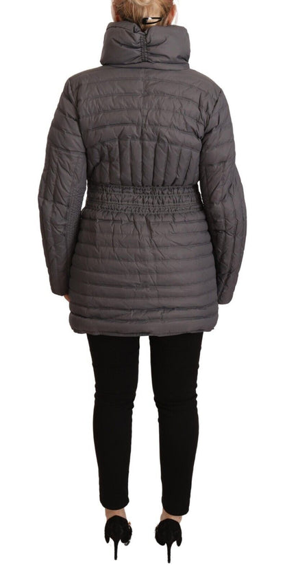  - Elegant Quilted Long Jacket with Logo Patch