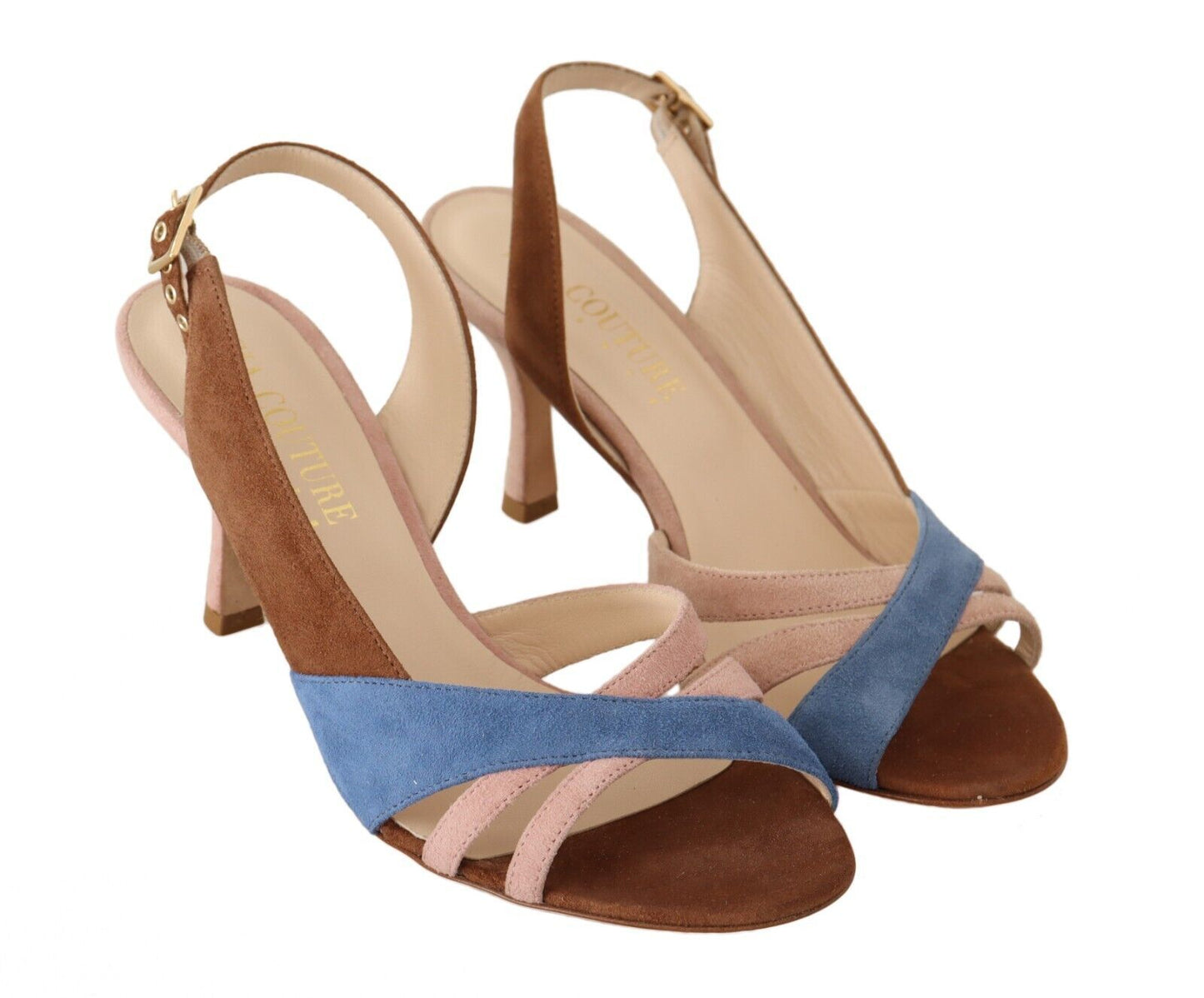  - Chic Multicolor Suede Slingback Heel Sandals