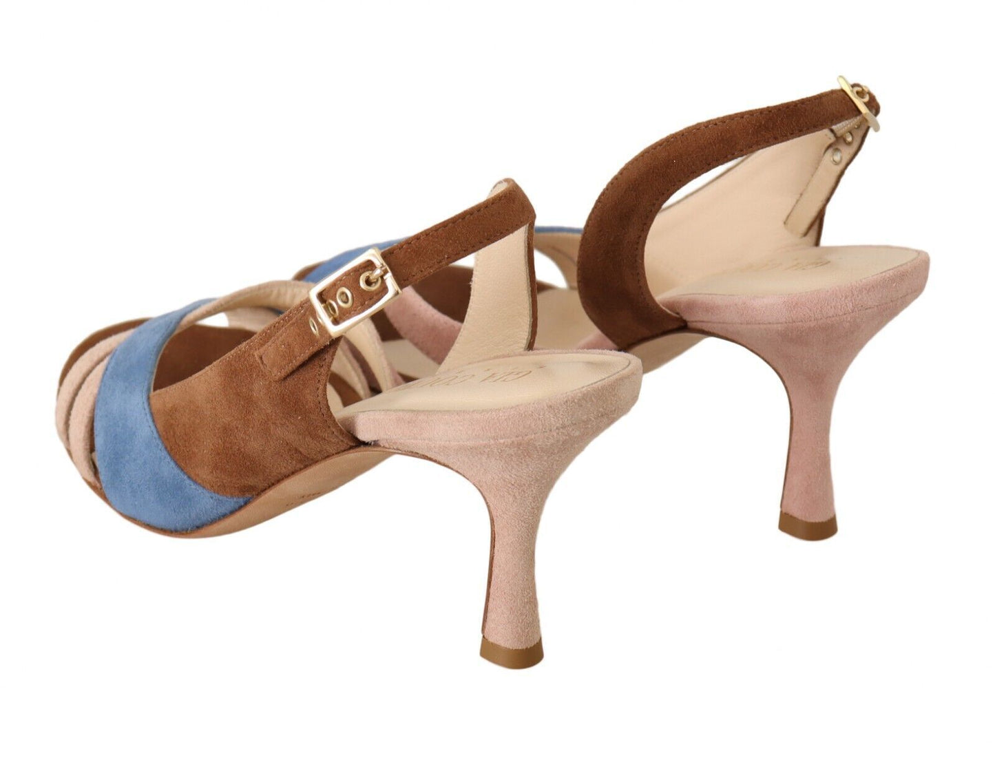  - Chic Multicolor Suede Slingback Heel Sandals