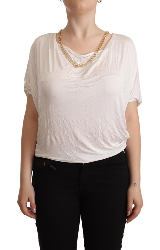  - Elegant White Gold Chain T-Shirt Top