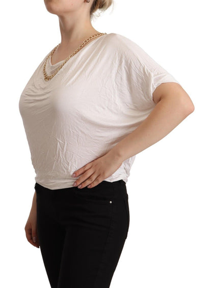  - Elegant White Gold Chain T-Shirt Top