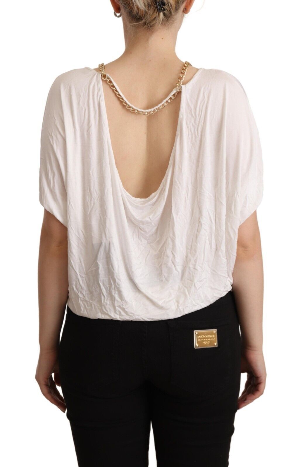  - Elegant White Gold Chain T-Shirt Top