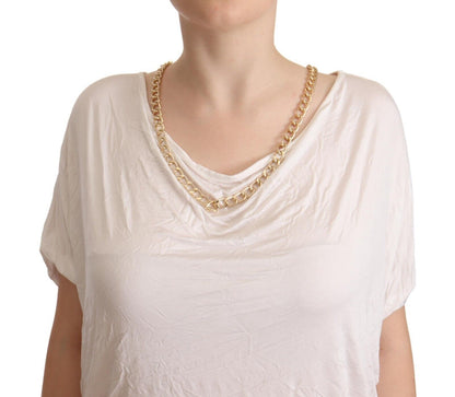  - Elegant White Gold Chain T-Shirt Top