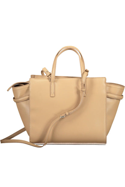  - Beige Polyester Women Handbag