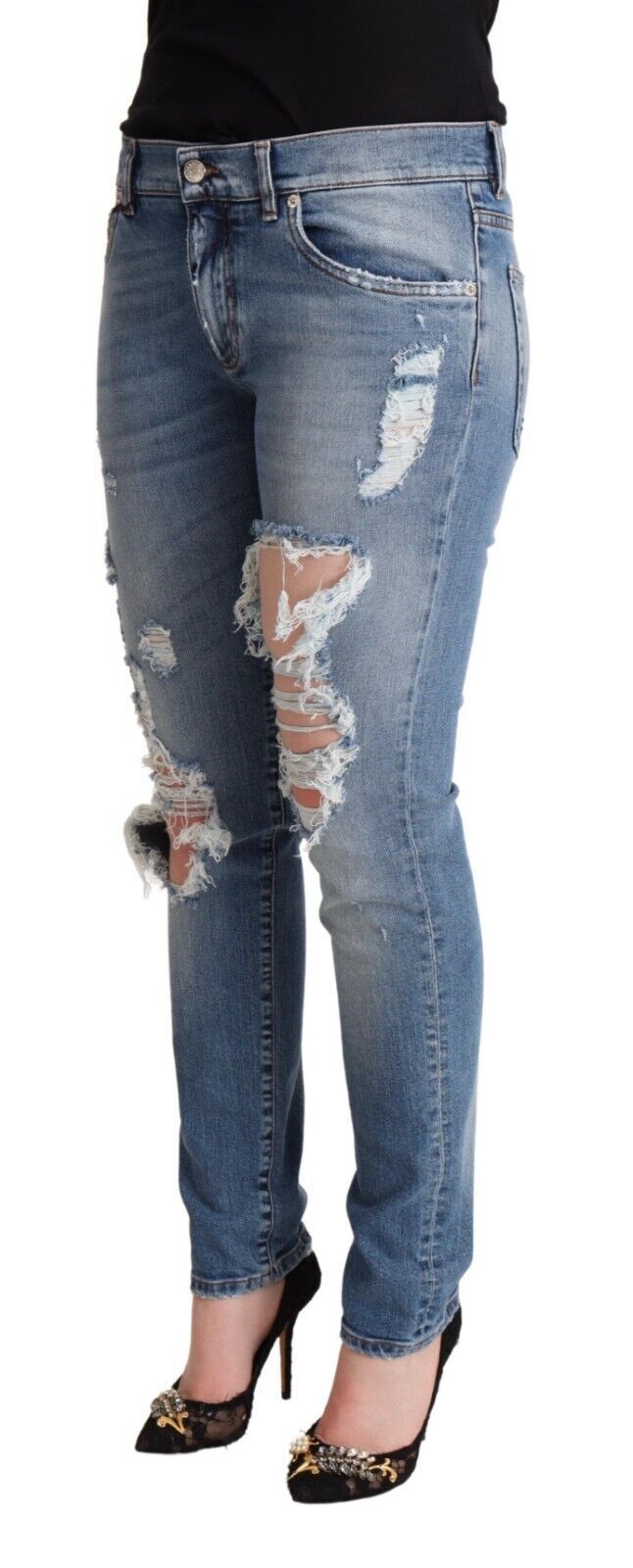  - Chic Distressed Denim Skinny Jeans