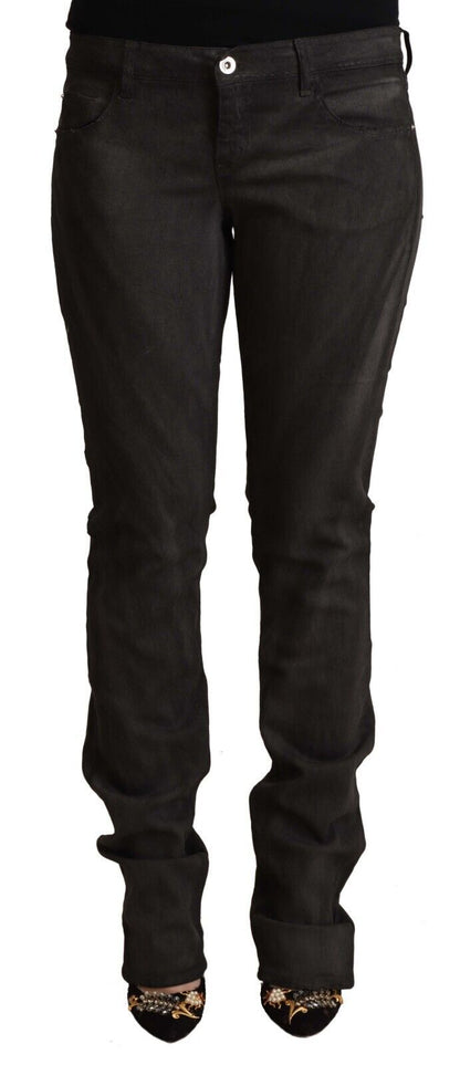  - Elegant Mid Waist Skinny Black Trousers