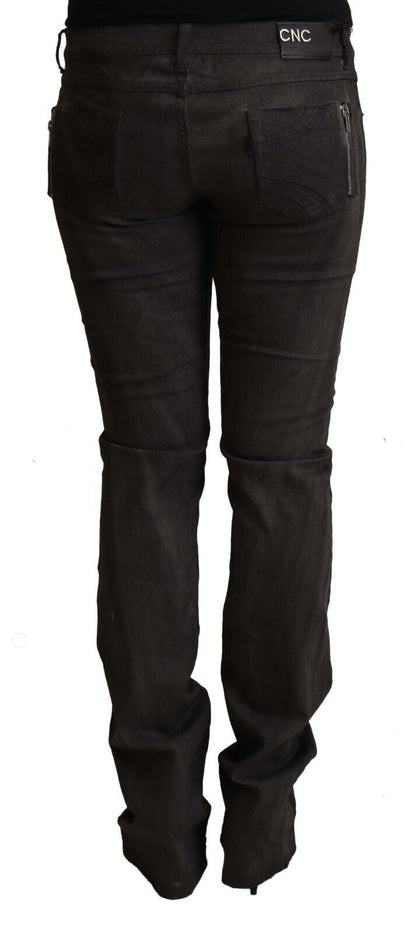  - Elegant Mid Waist Skinny Black Trousers