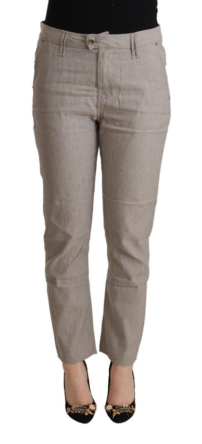  - Elegant Light Grey Tapered Linen Pants