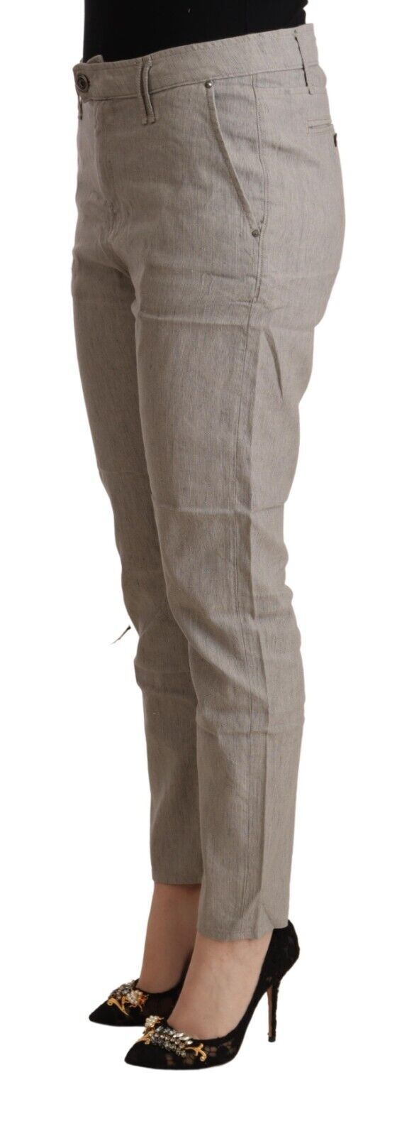  - Elegant Light Grey Tapered Linen Pants