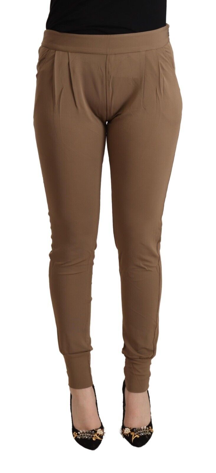  - Chic Brown Mid Waist Tapered Pants