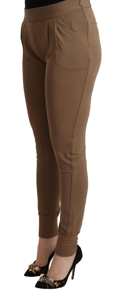  - Chic Brown Mid Waist Tapered Pants