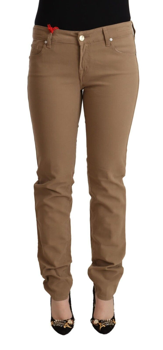  - Elegant Brown Mid Waist Skinny Pants